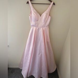 Windsor Satin Pink Sweetheart Neck Aline Ballgown with Reinforced Hem